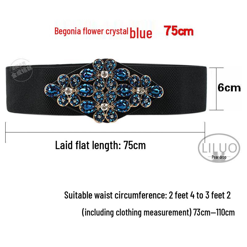 Crystal Rhinestone Elastic Waist Belt for Women's Dresses and Sweaters