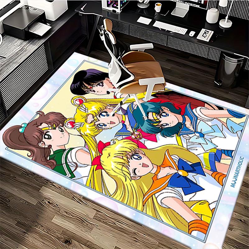 1pc Sailor Moon Chair Mat: Anime Cartoon Design Office Rug, Non-Slip Carpet for Desk, Sailor Scout Decor Gift, Suitable for Home Office, Living Room,