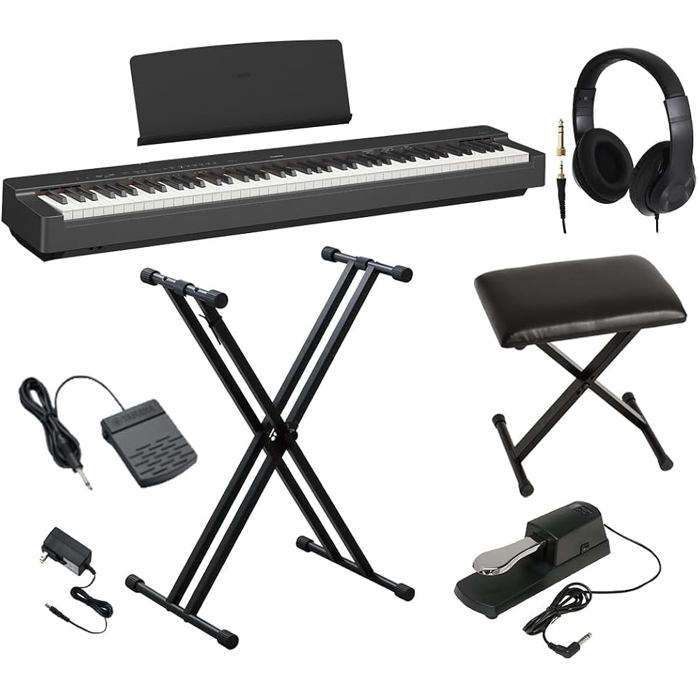 YAMAHA P-225 Electronic Piano 88 Keys Yamaha P Series (X Stand X Chair Damper Pedal Headphone, Bl...