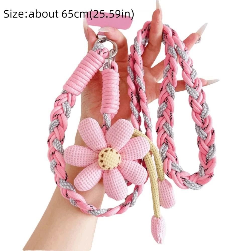 Detachable Flowers Phone Lanyard Phone Charm Crossbody Lanyard Phone Woven Chain  Women Girls