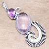 Pendant Amethyst Cheker Cut Gemstone Handmade Silver Jewelry 3"