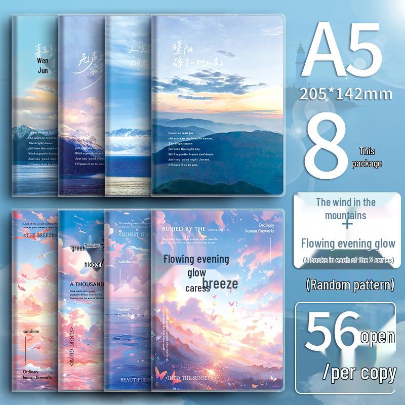 High-Value A5 Notebook: Thickened B5 Plastic Cover, INS Style, Lay-Flat, Lined for Student Use.