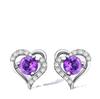 Zhenrong Heart-Shaped Amethyst Silver-Plated Stud Earrings for Women