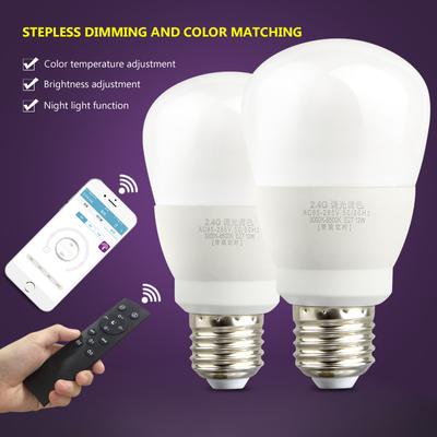Akıllı LED Ampul Uzaktan Kumanda İki Renkli Kademesiz Karartma Tonlama 6W 9W 12W Zamanlama Açık Kapalı E27 AC86-265V RF 2.4G LED Ampul Aydınlatma