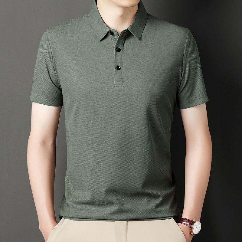 Heren Zomer Wafelgebreid Kort Mouw Revers T-shirt