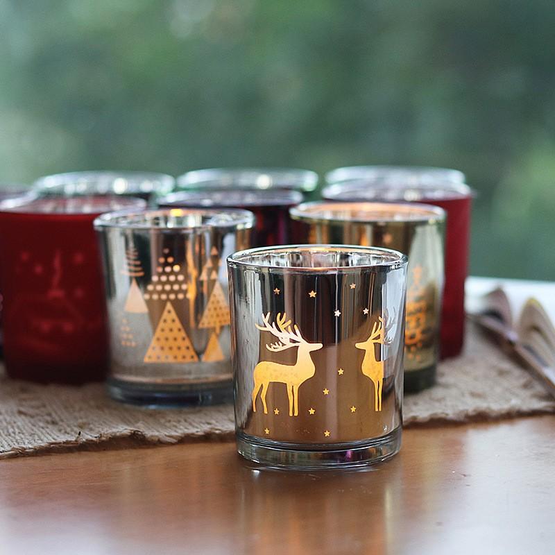 Unique Candle Christmas Jars for Home Decoration  Luxury Electroplated Glass Holder Container Christmas Candle Jars