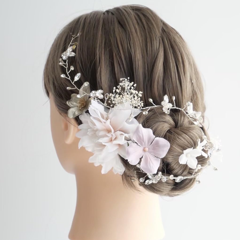 [Lomeri] Lomeri Hair Headband with Dried Flowers - Perfect for Coming-of-Age Ceremony, Graduation Ceremony, Wedding, and Hakama (Japanese traditional