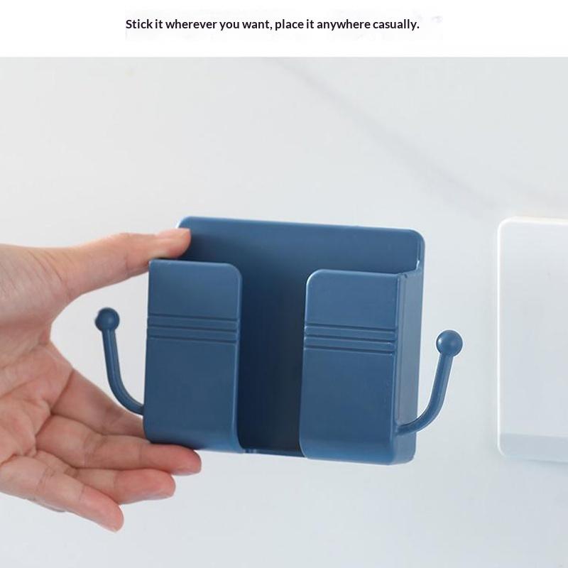 Wall Mount Phone Holder Phone Stand For Bed, Wall Mounted Shower Phone Holder Remote Control Holder With Hooks