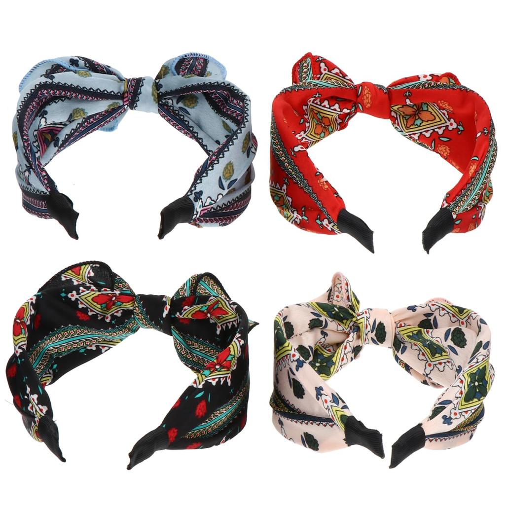 BESTOYARD Hoop Headband Bandana Turban for Knotted Band Cross 4-Piece Women, Accessories, Color, Party,