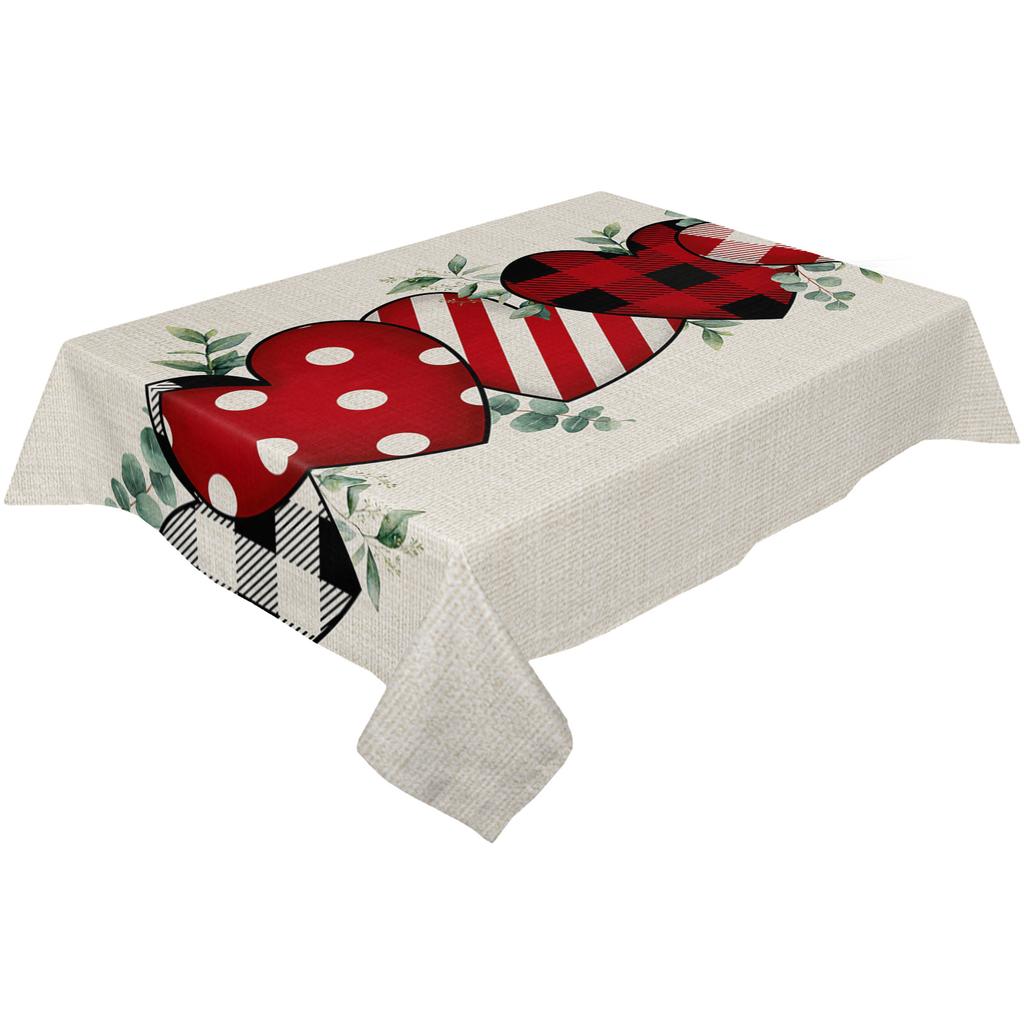 Eukalyptové srdce na Valentýna Ubrus Sváteční dekorace Vodotěsné obdélníkové ubrusy Svatební dekorace Dekor na stůl