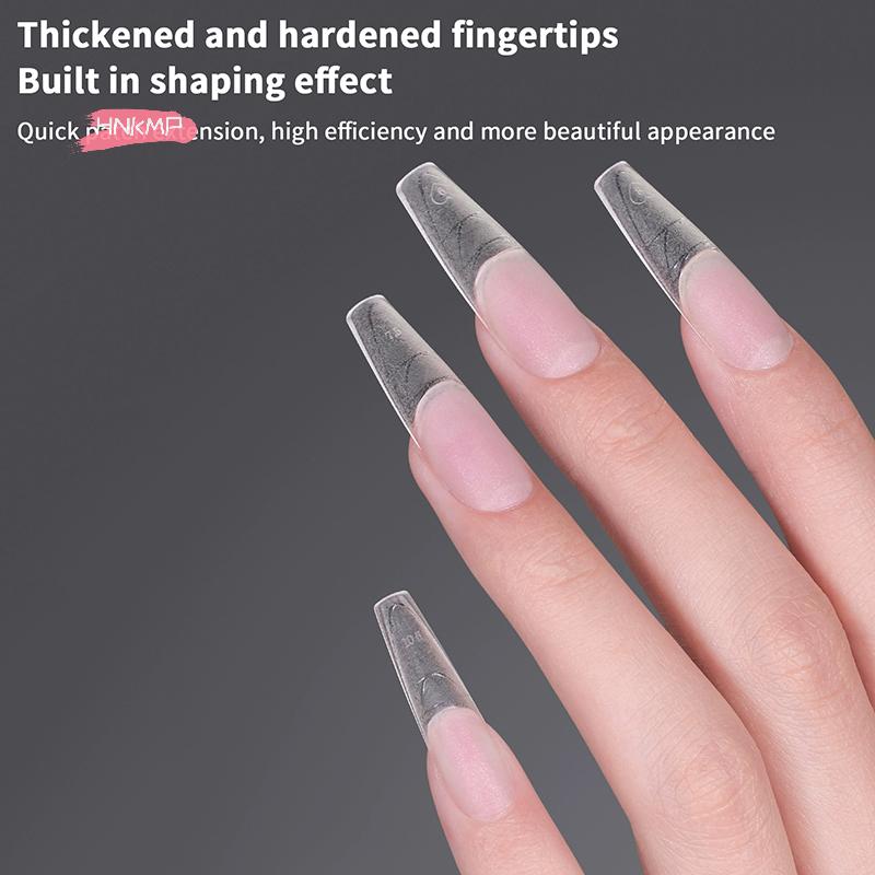 320Pcs Almond Coffin Nail Tips Multifunctional Soft Gel Full Cover Fake Nails with Auxiliary Lines for Nail Extension Press-On