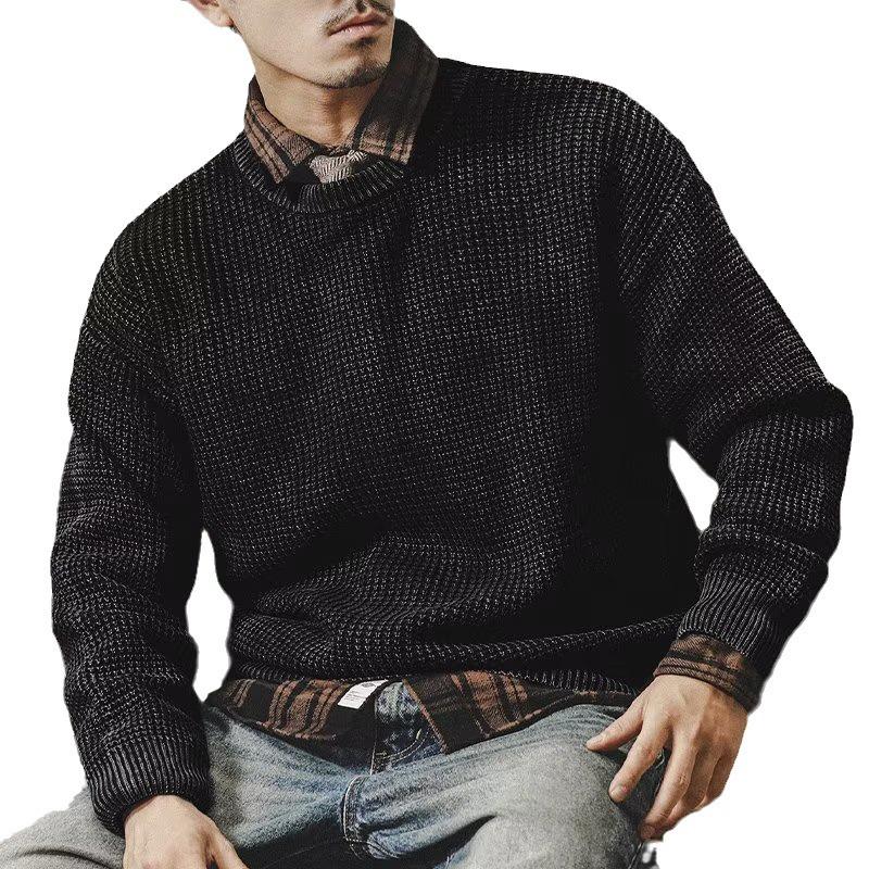 Men's Retro Heavy Washed Thick Sweater - Simple Winter Style