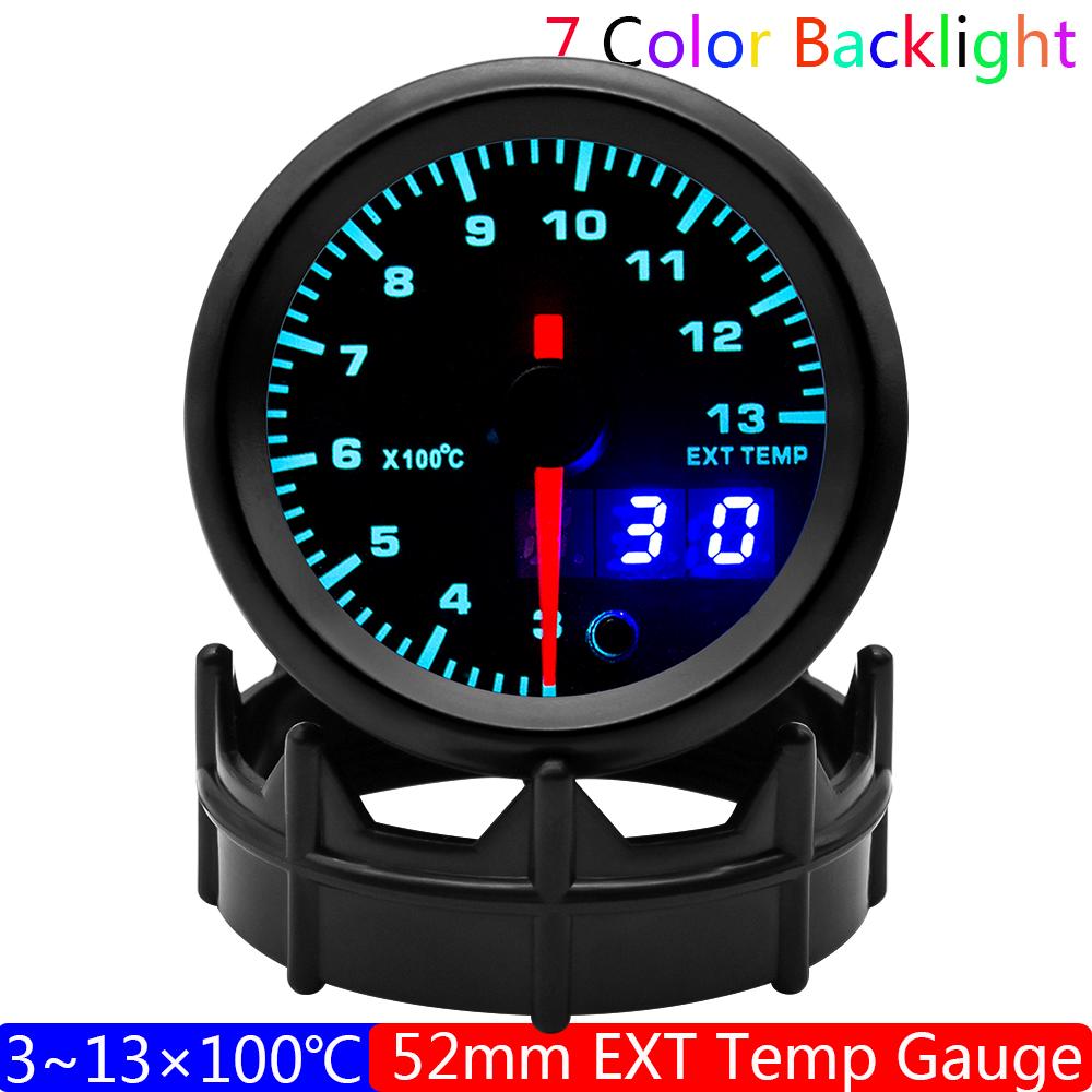 2" 52mm 7 Colors LED Racing Gauge Boost/Water/Oil temp/Oil pressure/Volt/Air Fuel Ratio/EGT/Tachometer Car Gauge +Gauge Pods 12V