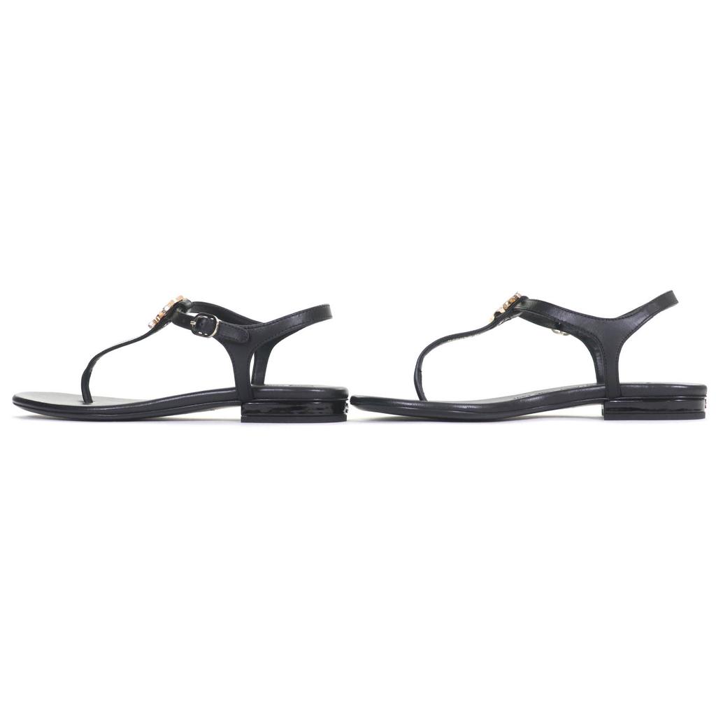 CHANEL Sandals COCO Mark ankle strap thong sandal flats black leather 24C G45428 Used