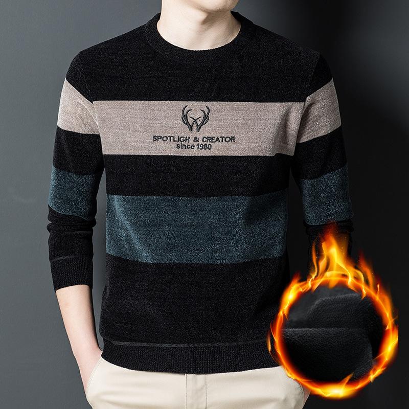 Pull en cachemire chenille pour homme, tricot pour homme, automne et hiver, nouveau pull brodé, épais