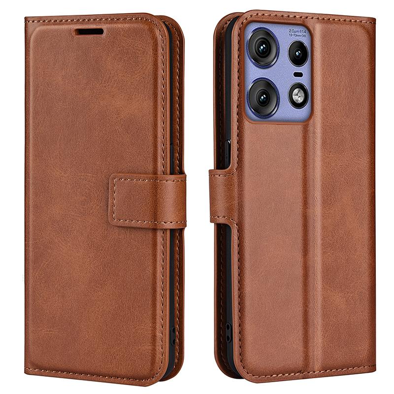 Für Motorola Edge 50 Pro 5G Hülle Klassische Kalbslederstruktur Horizontal aufklappbare Handyhülle