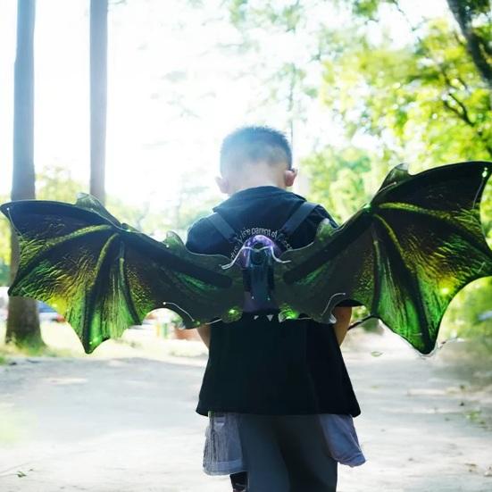 Electric Light Up Flapping Butterfly Wings for Kids LED Glowing Angel Fairy Costume with Music Halloween Christmas Party Prop