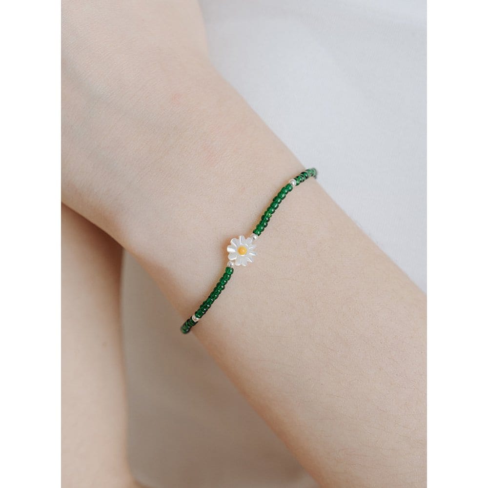 [Silver925] Wil304 Daisy Green Beads Bracelets