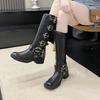 Fashion New Style Popular Lady Boots Women's Rubber Shoes Sexy High Sexy Luxury Designer Square Toe Winter Footwear Boots Zapatos Mujer