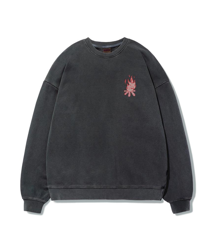 Peullukeu Camp Message Pigment Sweatshirt Dark Gray Fmt758