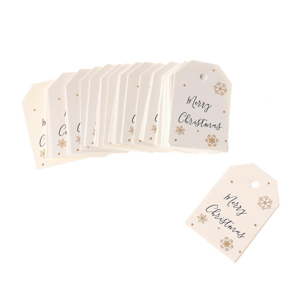 50PCS Merry Christmas DIY Kraft Tags Labels Gift Wrapping Paper Hang Tags Santa Claus Paper Cards Xmas Party Supplies
