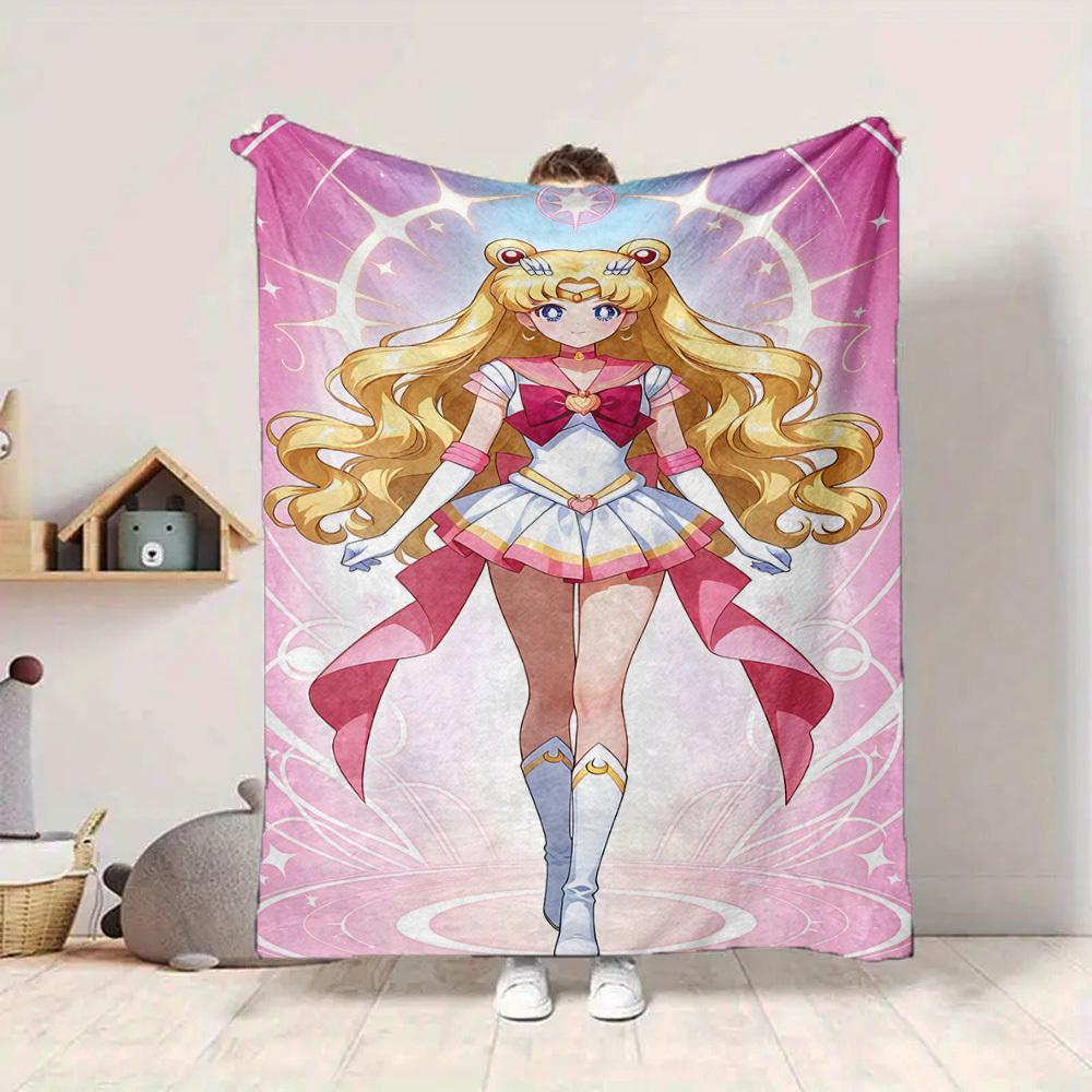 1pc Sailor Moon Flannel Blanket [Cozy Throw Blanket] For Sofa, Bed, Travel, Camping, Livingroom, Office, Couch, Chair, And Bed