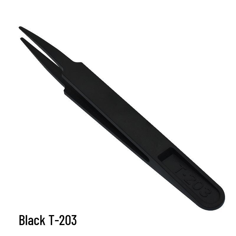 Anti-static Carbon Fiber Plastic Tweezers: Round & Wide Tip Clamps, Eco-friendly Insulation for Disassembly and Repair