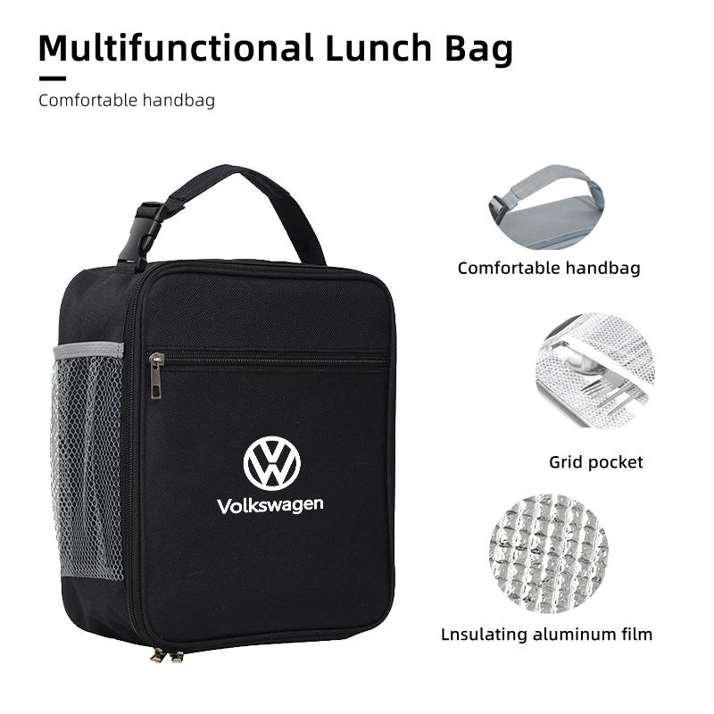 YNEPB1 Car Insulated Lunch Bag Ice Pack Food Container Food Picnic Bags For Volkswagen VW Passat Golf Tiguan Scirocco Jetta T-ROC