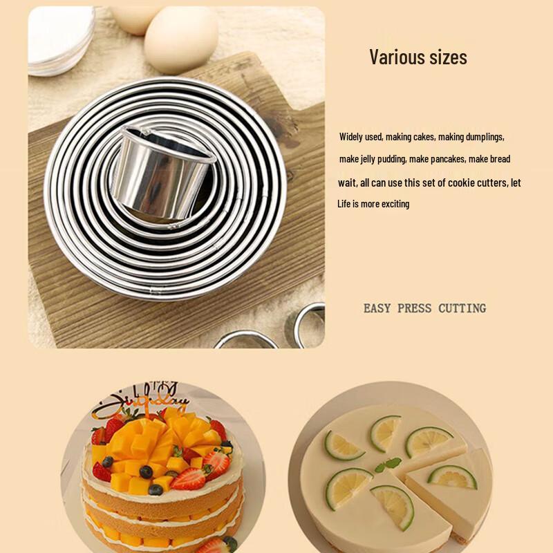 Stainless Steel 11-Piece Round Cookie and Mousse Cutter Set
