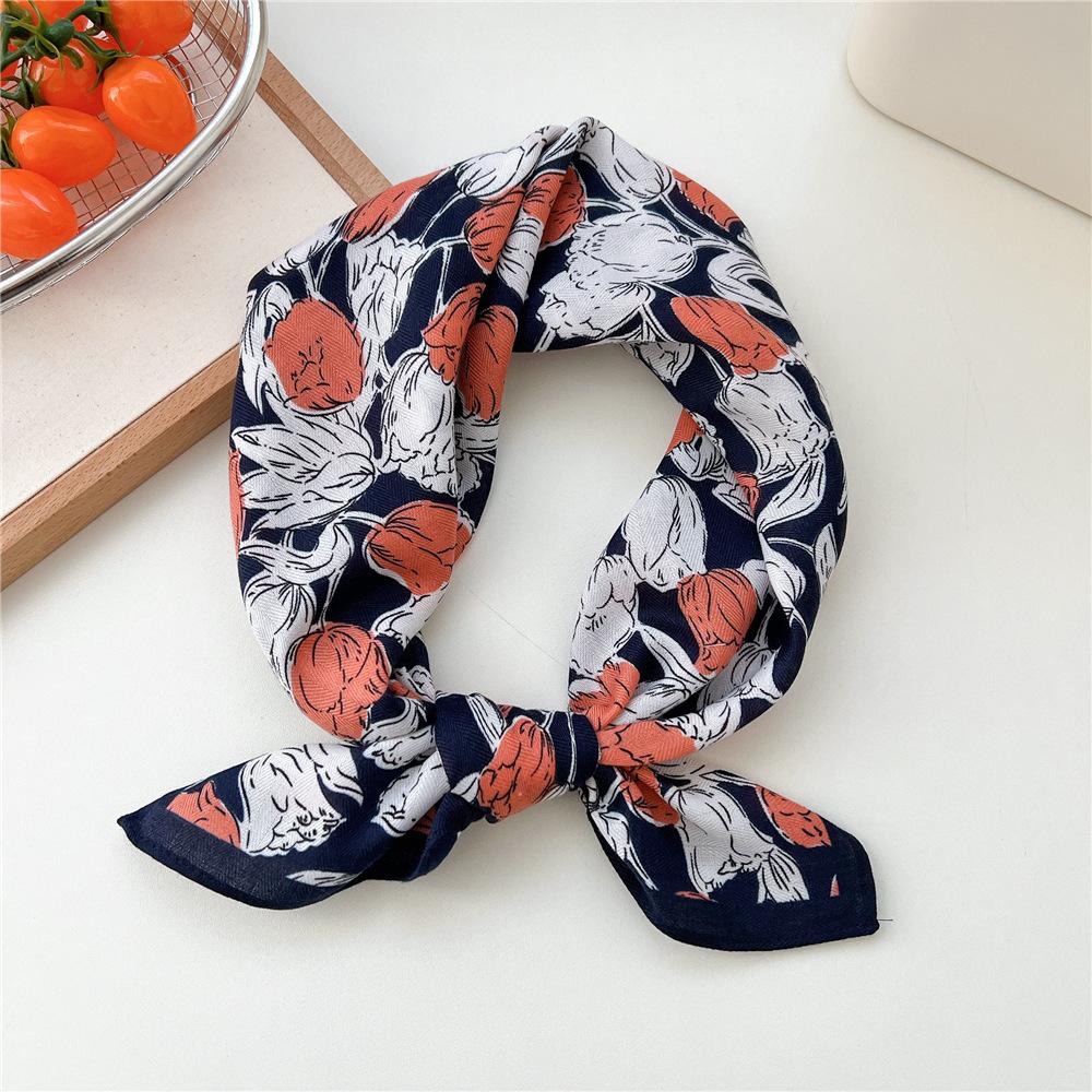Paisley Flower Print Handkerchief Soft Cotton Linen Head Neck Scarves Hair Scarf Neckerchief Headscarves Square Scarf Headband