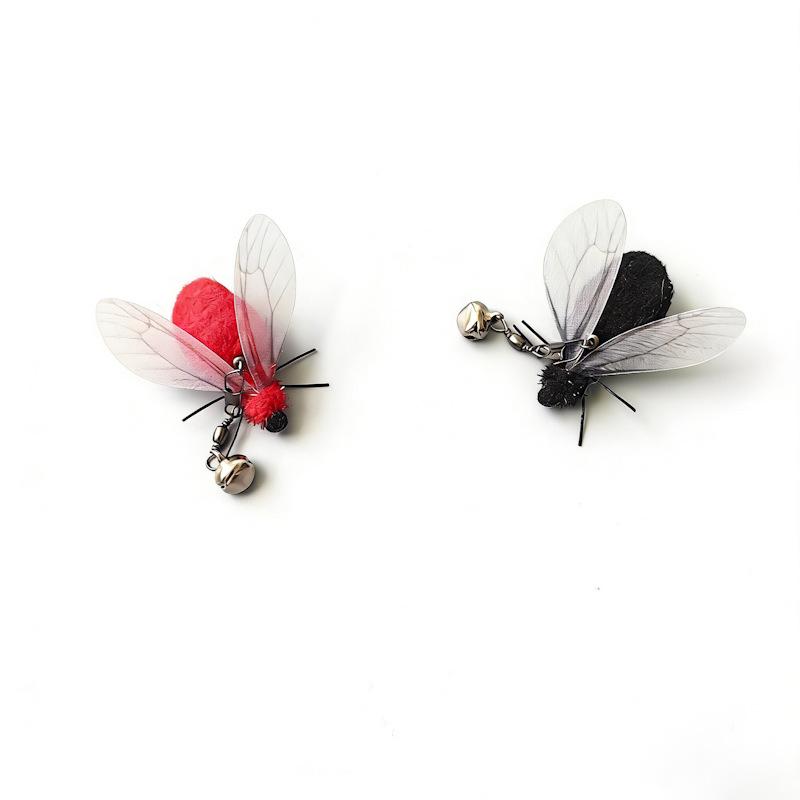 2pcs Black Red Feather Cat Sticker Replacement Head Feather Cat Toy Interactive Pet Toys For Kitten