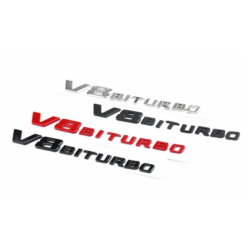 ABS V8 BITURBO Letter Logo Car Sticker for Mercedes Benz Twin Turbo Logo Fender Modification Accessories Label Decorative Decal