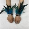 Braut Handgelenksmanschetten Federhandschuhe Hochzeit Kopfschmuck Schwarz Aufwändige Handbedeckung