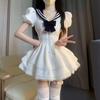 Princess On the Run Navy Collar College Style Small Spice Girl Skirt Three-layer Lace Lace Pure Sweet Trouser Dress