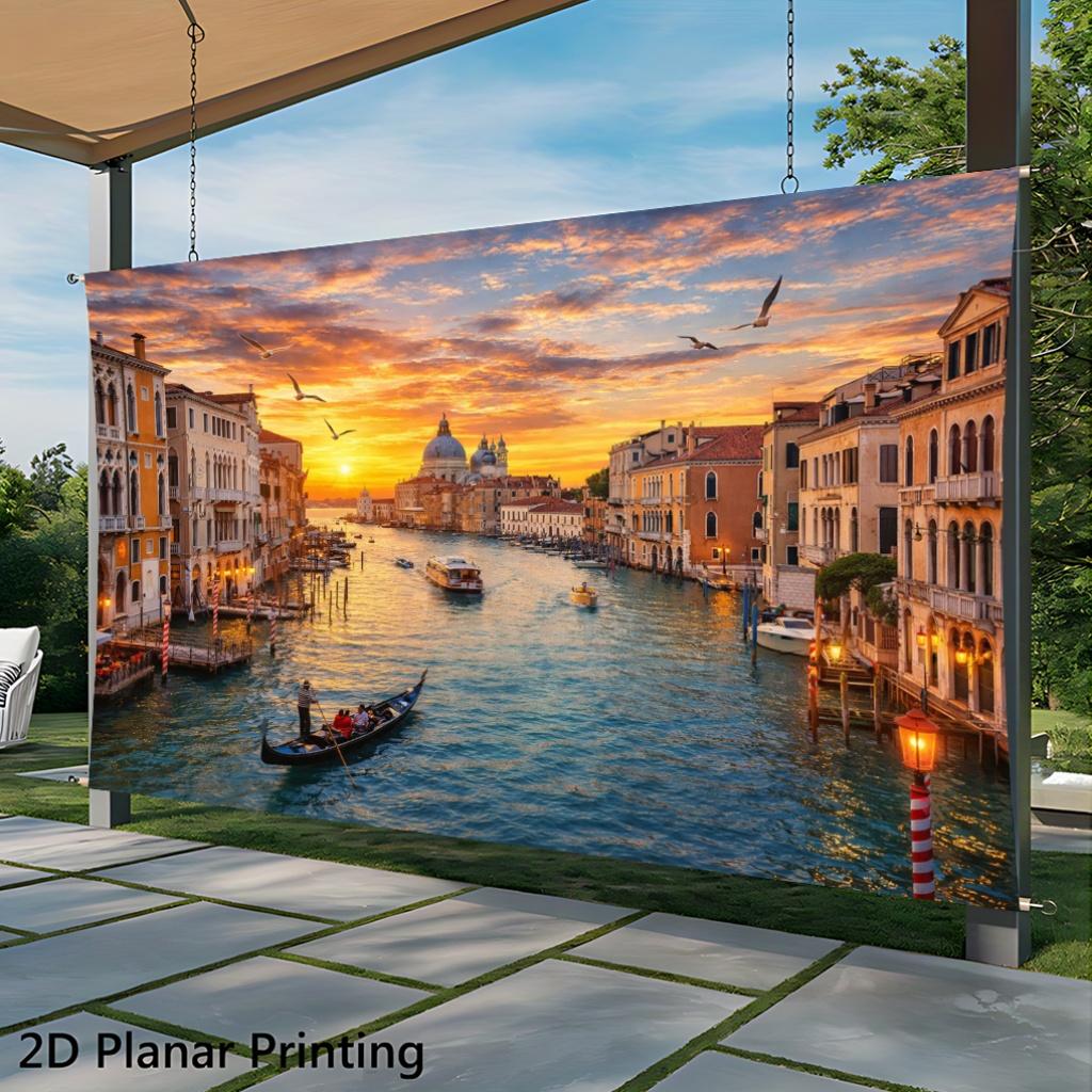 2D plane, 1 piece of Venetian water town, suitable for living room, a place for parties, a room for young people
