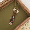 Painted ceramic fish necklace, Bohemian style woven rope necklace, women's vintage high-end beaded clavicle chain