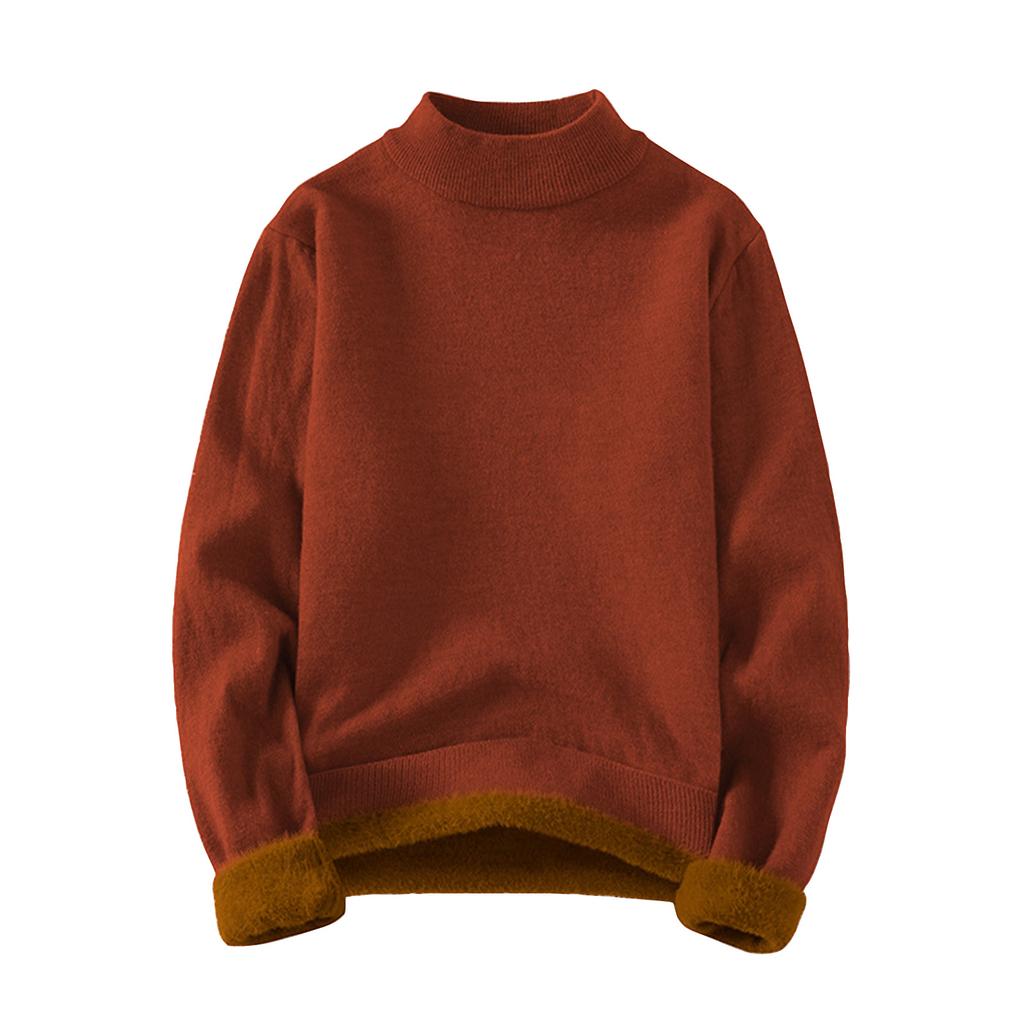 Herregenser i ensfarge med plussfleece Strikket genser Herre Casual Plussfleece Underskjorte