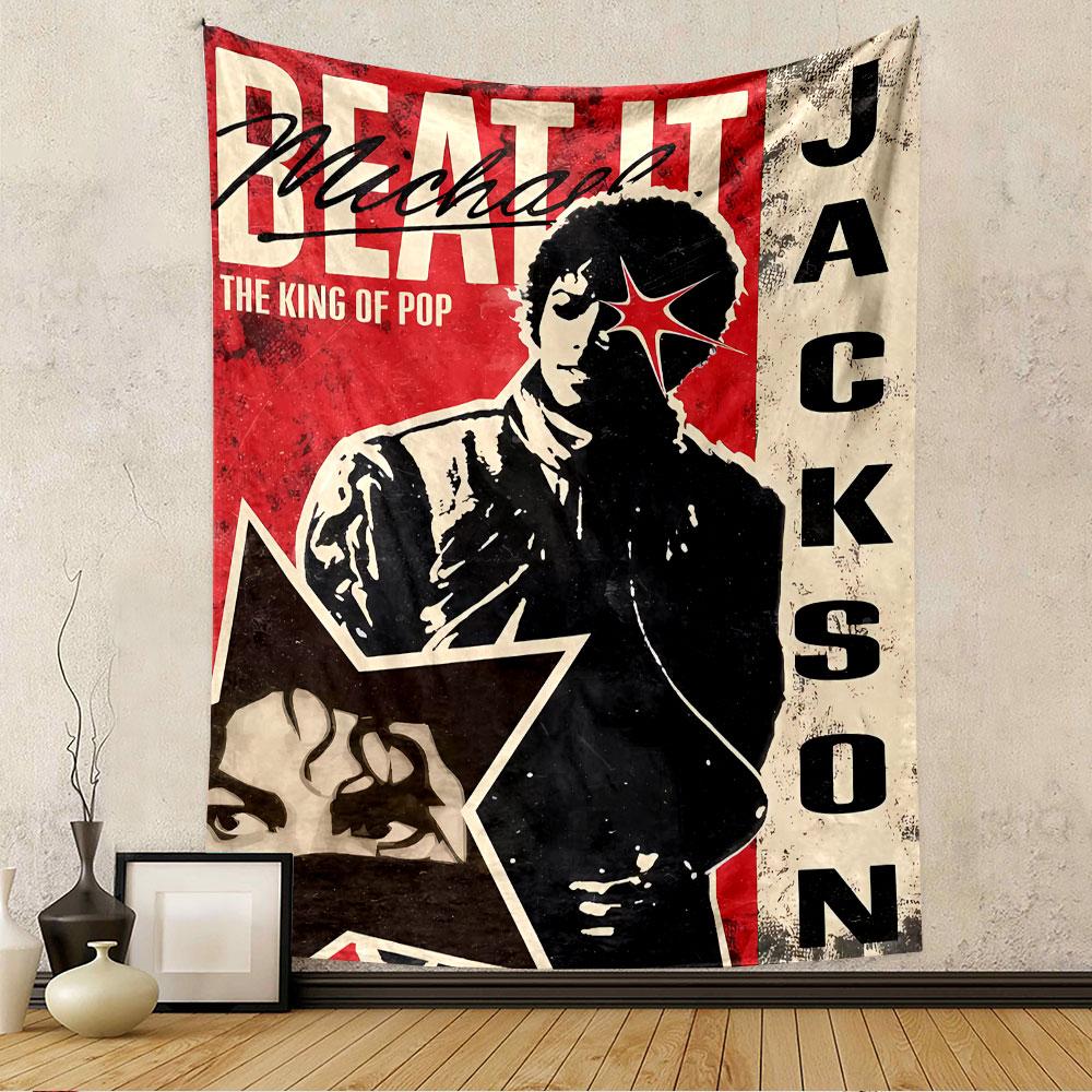 Michael Jackson Beat It Tapestry Wall Hanging, King of Pop Music Poster Art, Retro Wall Decor for Bedroom Living Room Dorm