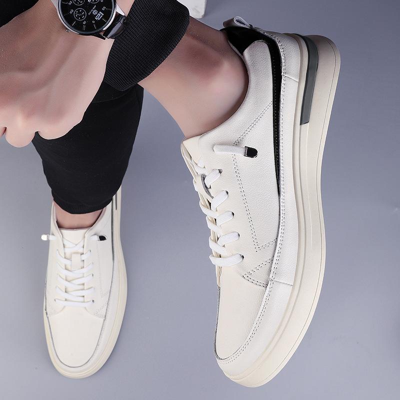 

Мужская обувь 2025 года, летняя новая мужская платформа, увеличивающая рост, маленькая белая повседневная обувь, модный тренд, кожаные туфли без шнуровки 37 чёрный