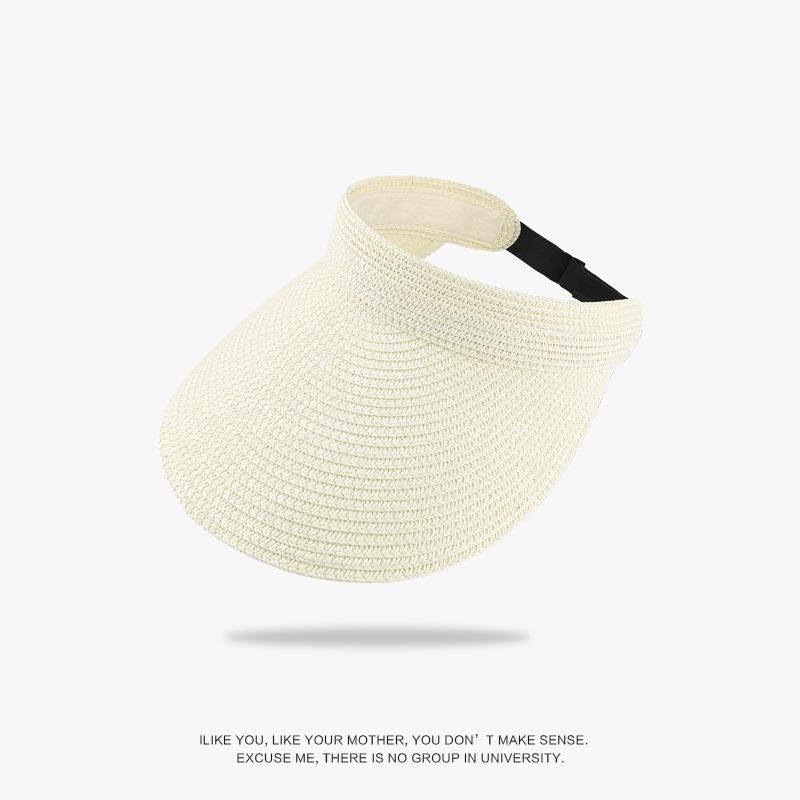 Summer sunshade sunscreen hat women's foldable portable empty top hat anti-purple line big brim face covering straw simple hat