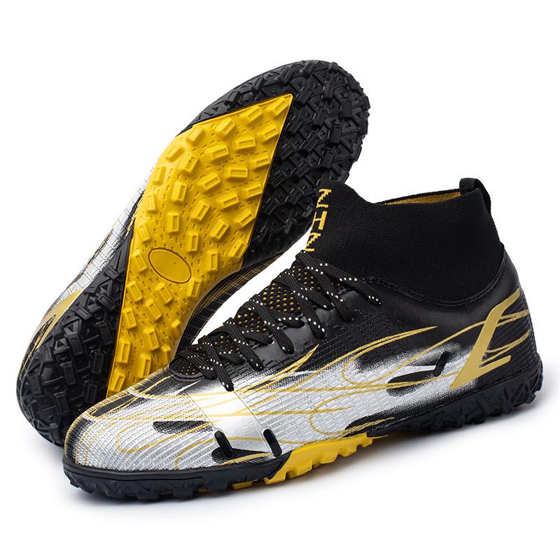 Vibrating football shoes boys and girls high-top TF broken nails youth training lawn football shoes one piece 2025