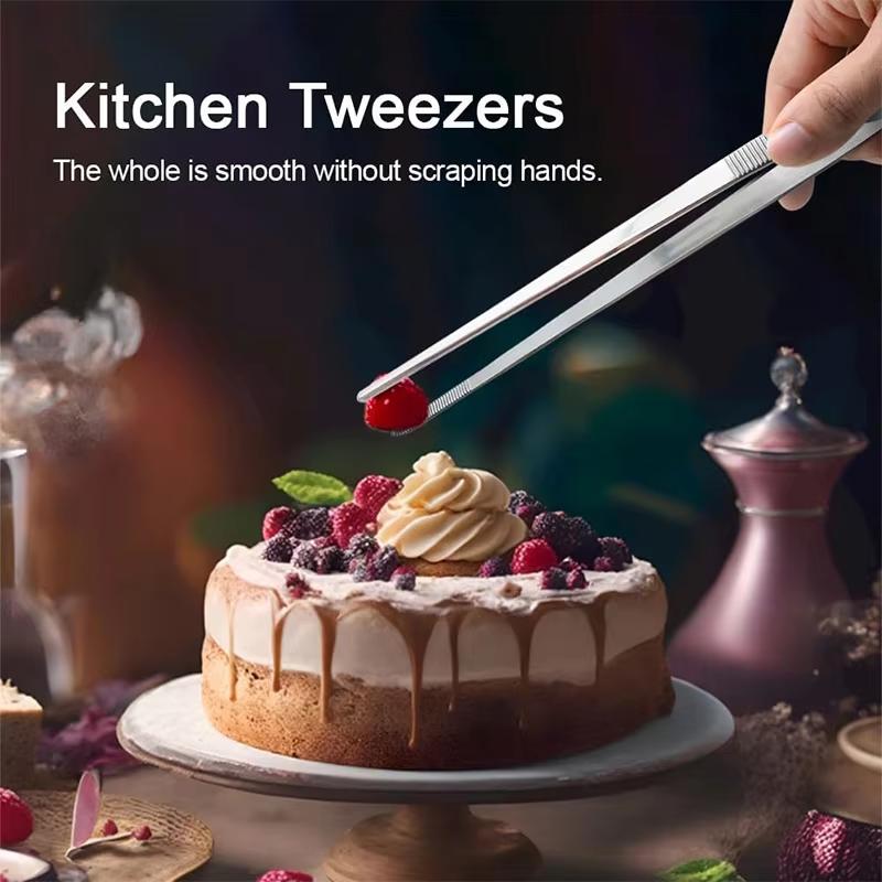 Camping BBQ Tweezers 12inch Kitchen Tweezers Heavy Duty Stainless Steel Cooking Tweezers For Grilling BBQ Seafood JT499