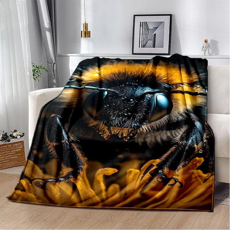Cute Bee HoneyBee Insect Cartoon 3D Blanket,Soft Throw Blanket for Home Bedroom Bed Sofa Picnic Travel Office Cover Blanket Kids