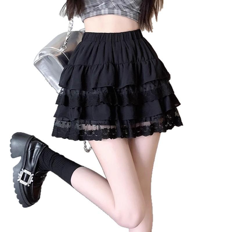 Women's High Waist White Lace Ballet Style A-line Midi Skirt