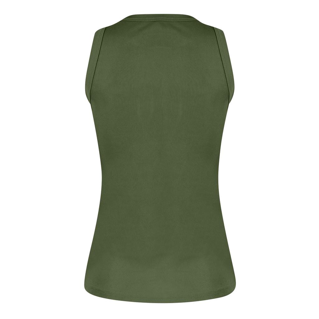 Sommermote for kvinner Uformell Ensfarget Ermeløs Topp med rund hals, Tight Tank Top