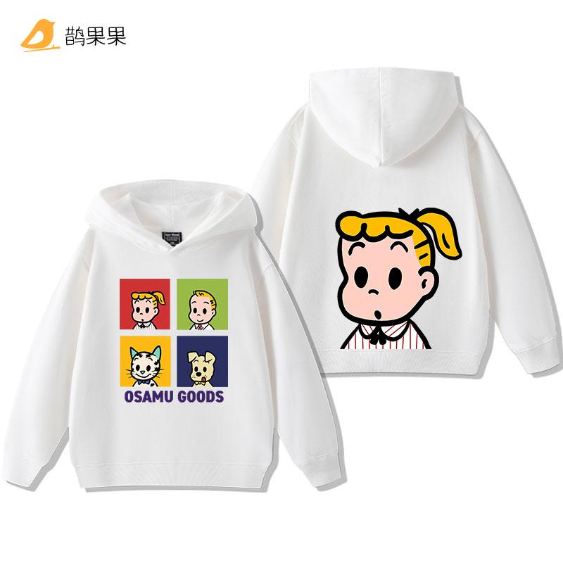Harajuku OSAMU GOODS Cartoon-Print Kinder-Kapuzenpullover, Lässige Mode, Herbst und Winter Outdoor-Sport, Warme Langarm-Oberteile