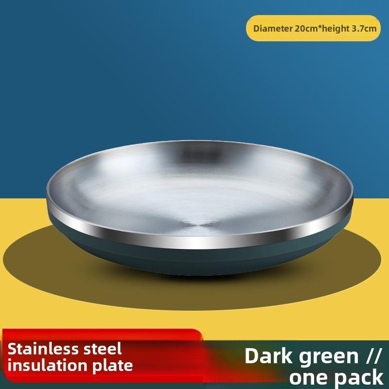Modern Minimalist Stainless Steel Food Plate With Insulated Design For Daily Home Use