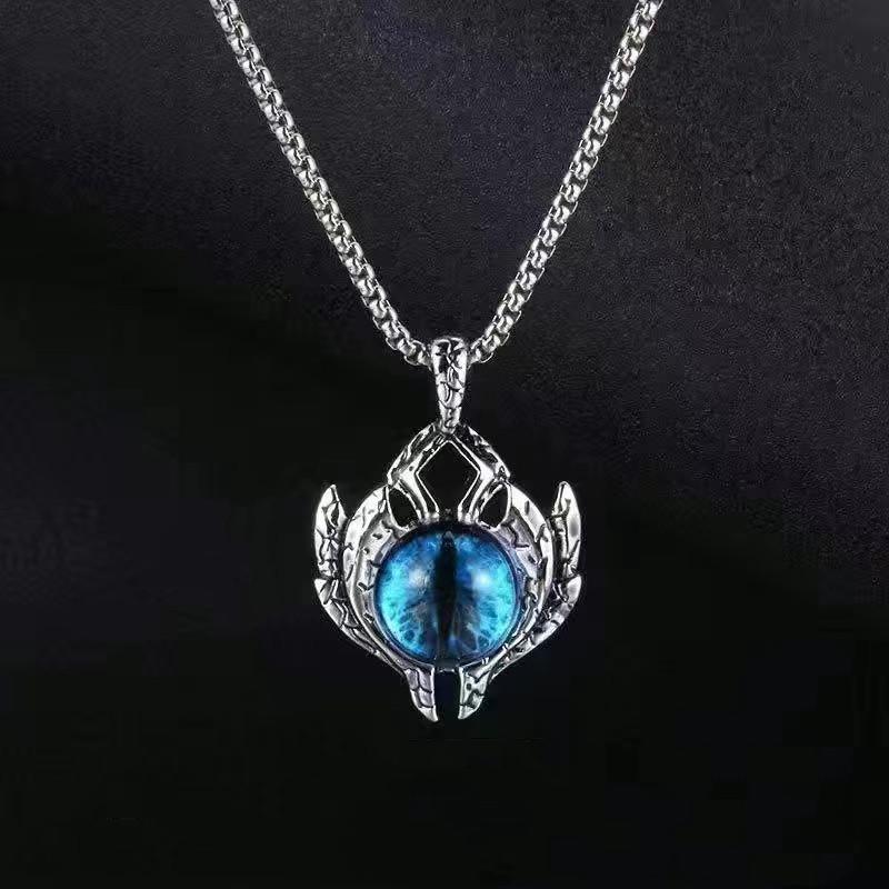 RUI RUI YU Mote Devil Eye Moonstone Rustfritt stål Halskjede Punk Hip Hop Halskjede for menn Rustfritt stål Smykker Halloween Party Gift