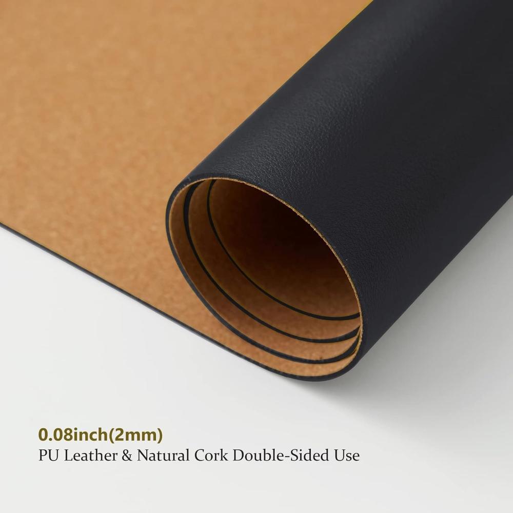 Sided Cork Desk Mat Large Mouse Pad Black 70x35cm