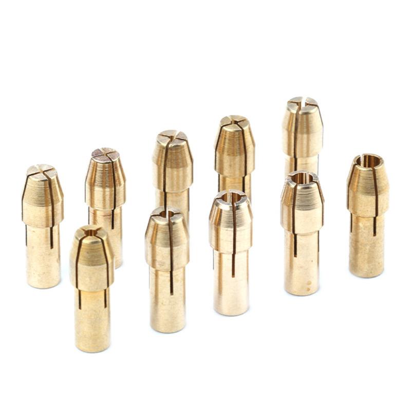 11 Stück Messing Spannzangen + Spannmutter Set 0,5-3,2mm Elektrischer Schleifer Vier-Lappen Kupferfutter 4,8mm Schaft